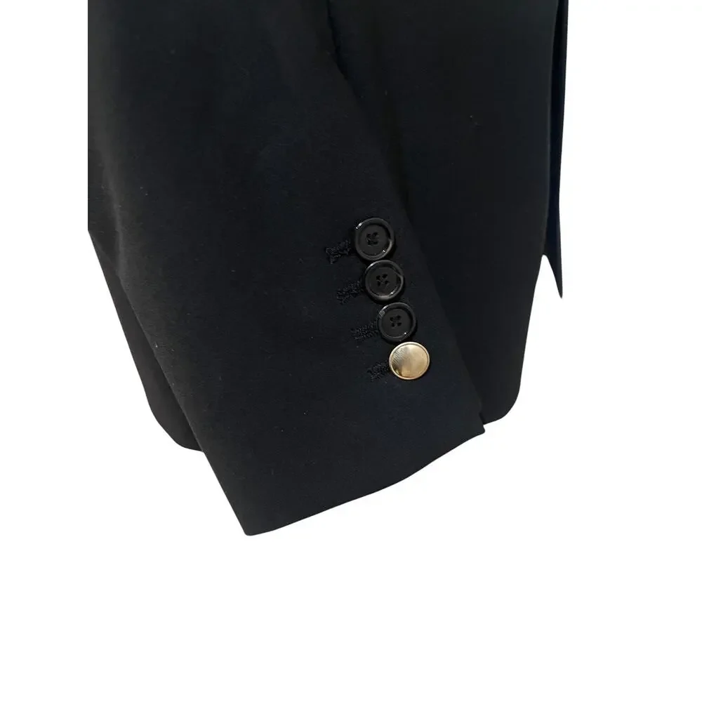 Zara Woman Blazer Womens Small Black Puff Shoulder One Button Lined Jacket